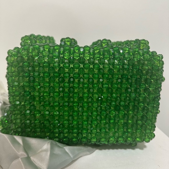 Handcrafted Emerald Pearl Beaded Mini Bag - Picture 7 of 8